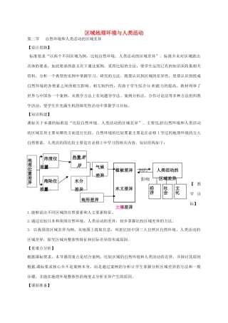 高中地理 1.2 自然环境和人类活动的区域差异导（第1课时）教案 鲁教版必修3-鲁教版高二必修3地理教案