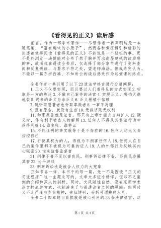 《看得见的正义》读后感 
