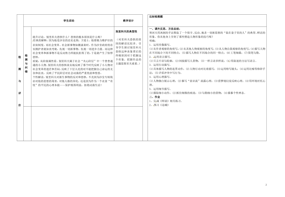 甘肃省金昌市第一中学高中语文《装在套子里的人》学案3 新人教版必修5_第2页
