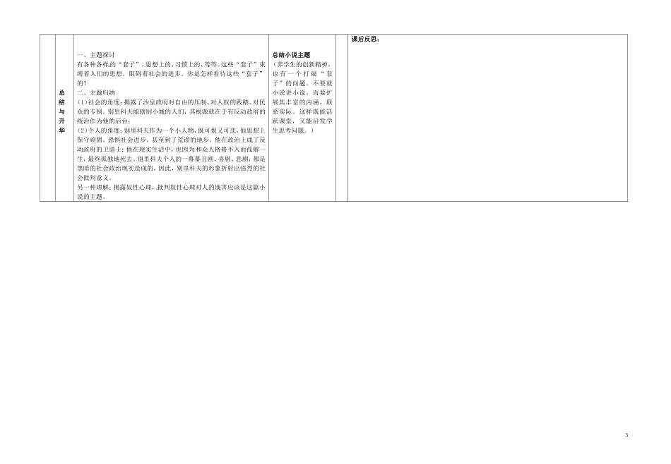 甘肃省金昌市第一中学高中语文《装在套子里的人》学案3 新人教版必修5_第3页