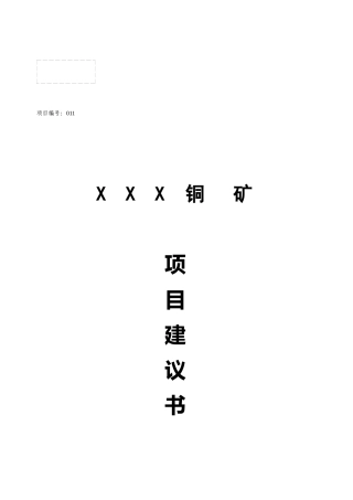 XX铜矿项目建议书(1)