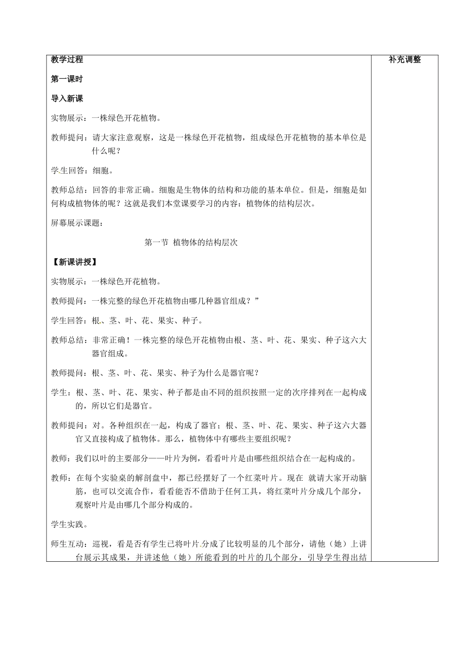七年级生物下册 第9章 第1节 植物体的组成教案 （新版）苏科版-（新版）苏科版初中七年级下册生物教案_第2页