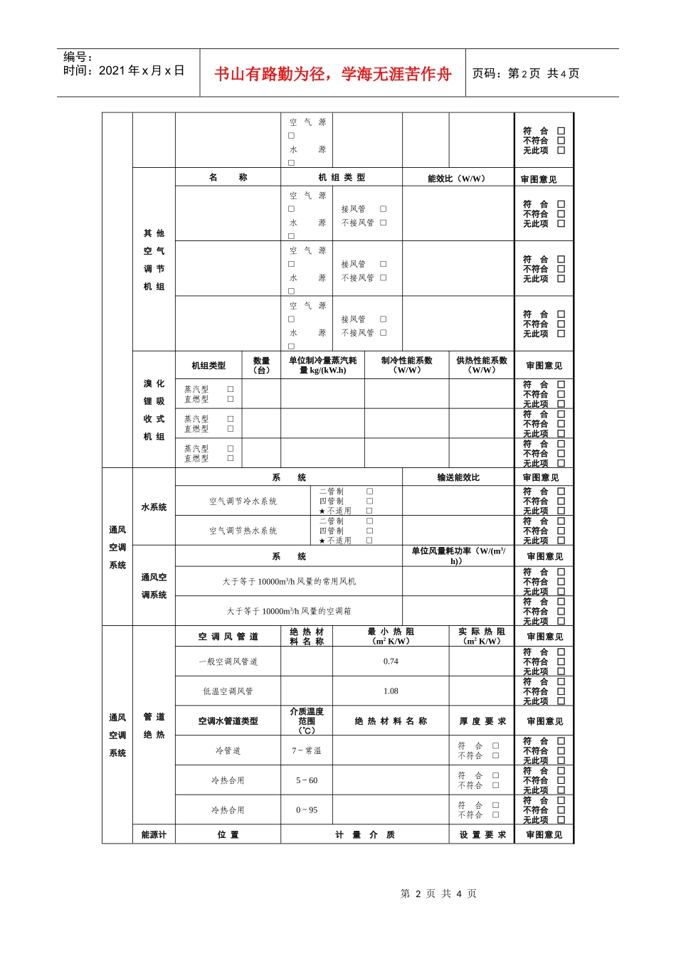 上海市公共建筑建设项目施工图节能审查备案表（暖通空调及动力专_第2页
