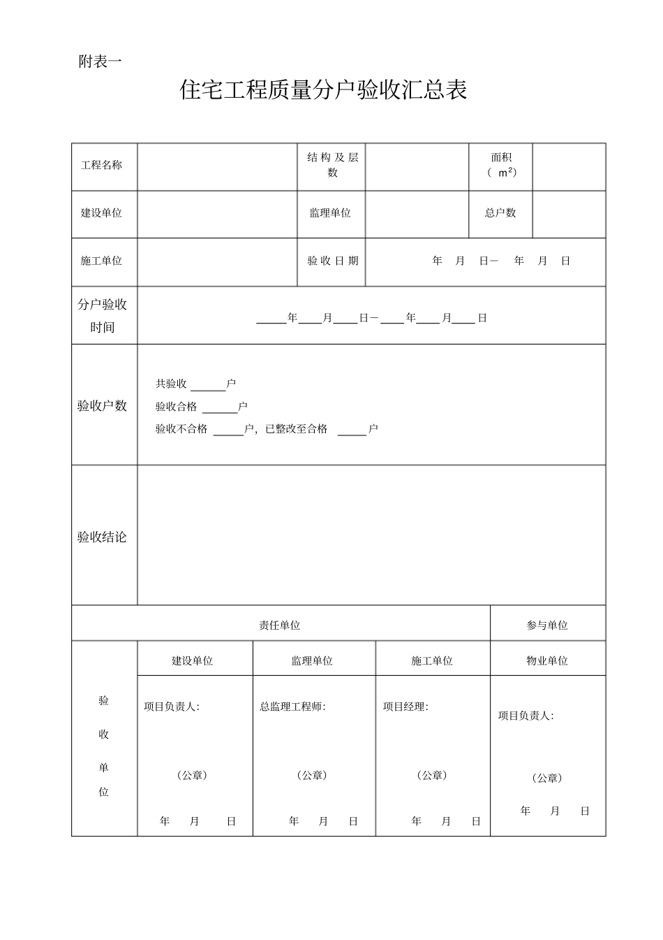 住宅分户验收表格(新版本)_第1页