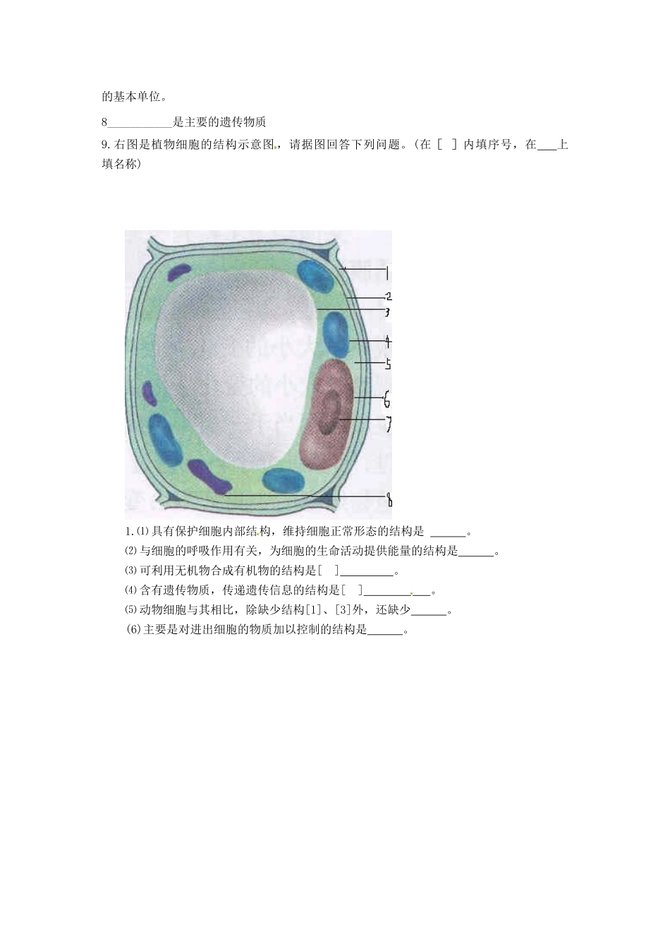 七年级生物上册 第3章细胞是生命活动的基本单位复习教案 苏教版_第3页