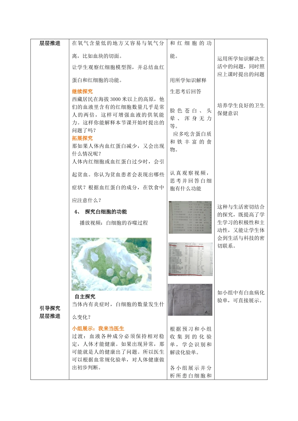 七年级生物下册 第三单元 第三章 第一节 物质运输的载体教案2 济南版-济南版初中七年级下册生物教案_第3页