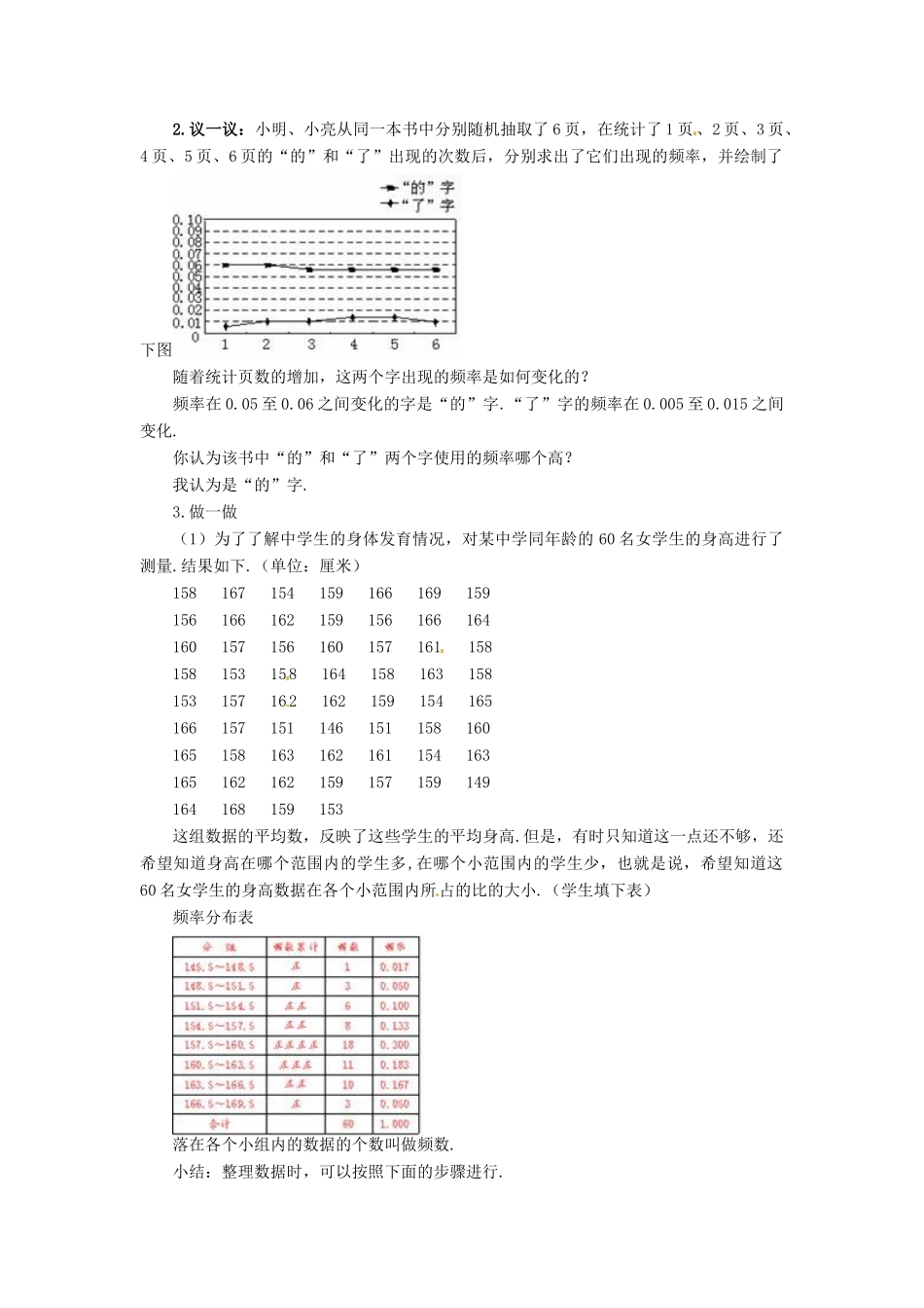山东省文登市高村中学八年级数学下册《5.3.1 频数与频率（一）》教案 新人教版_第3页