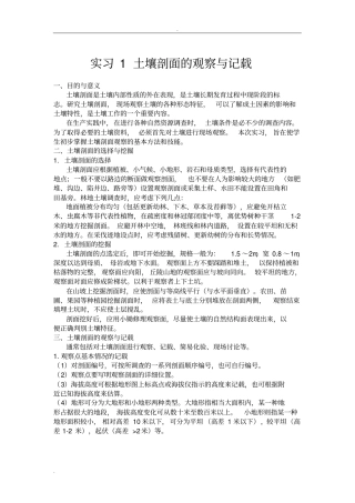 实习土壤剖面的观察与记载