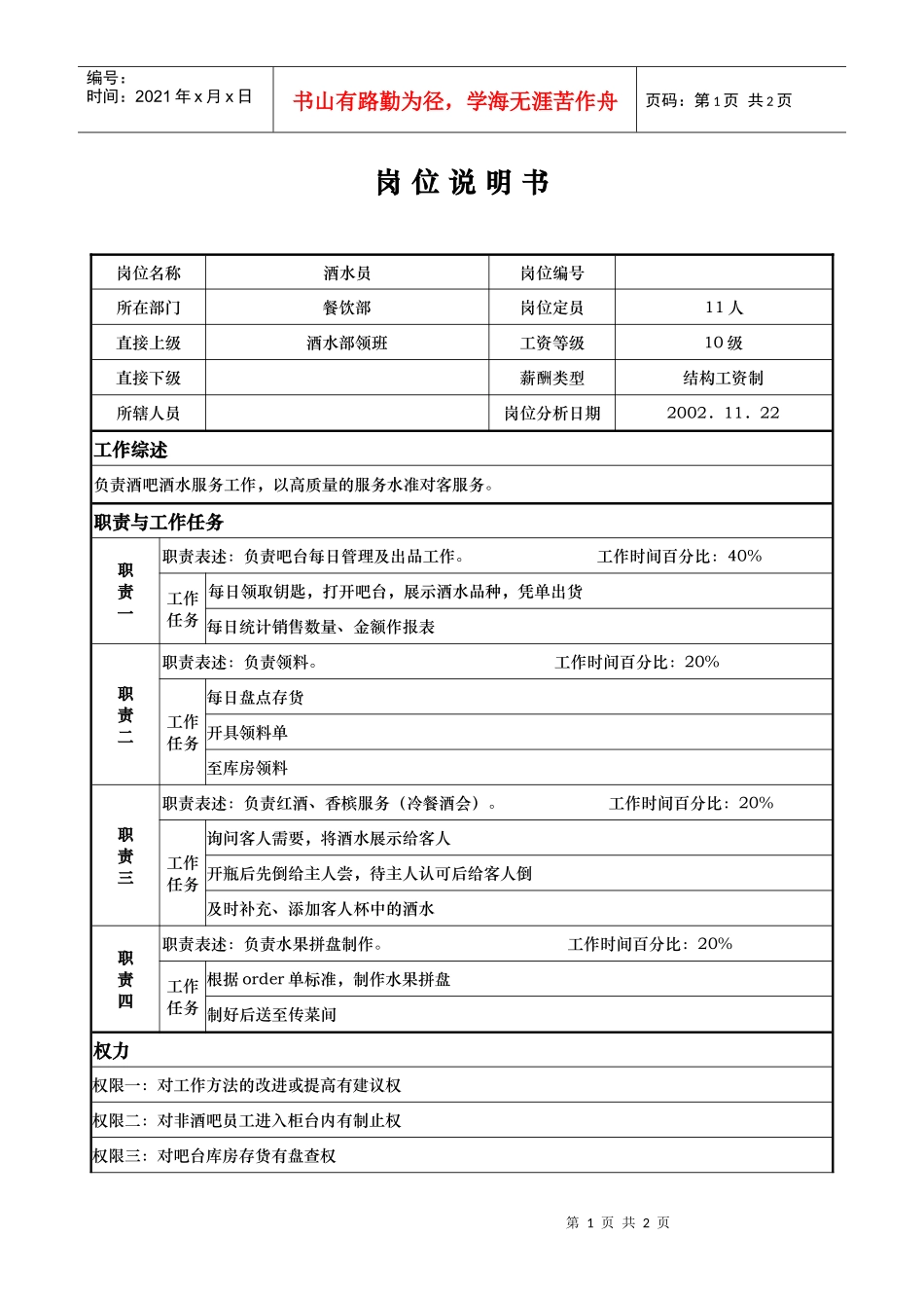 ajc_1206_x国际大酒店餐饮部岗位说明书-酒水员(doc)_第1页