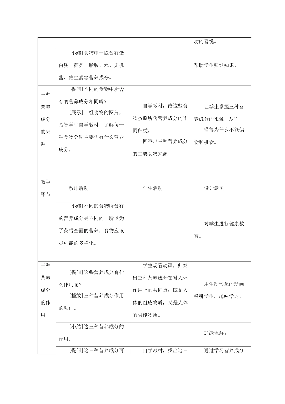 七年级生物下册 第九章 第一节 人体需要的主要营养物质教案2 （新版）苏教版_第3页