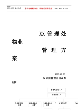 XX管理处物业管理方案（DOC161页）