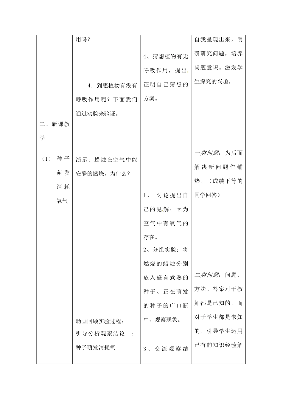 七年级生物上册 3.5.2 绿色植物的呼吸作用教案 （新版）新人教版_第3页