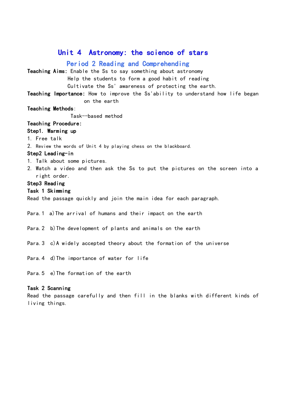 高中英语 Unit4 全单元教案必修三_第2页