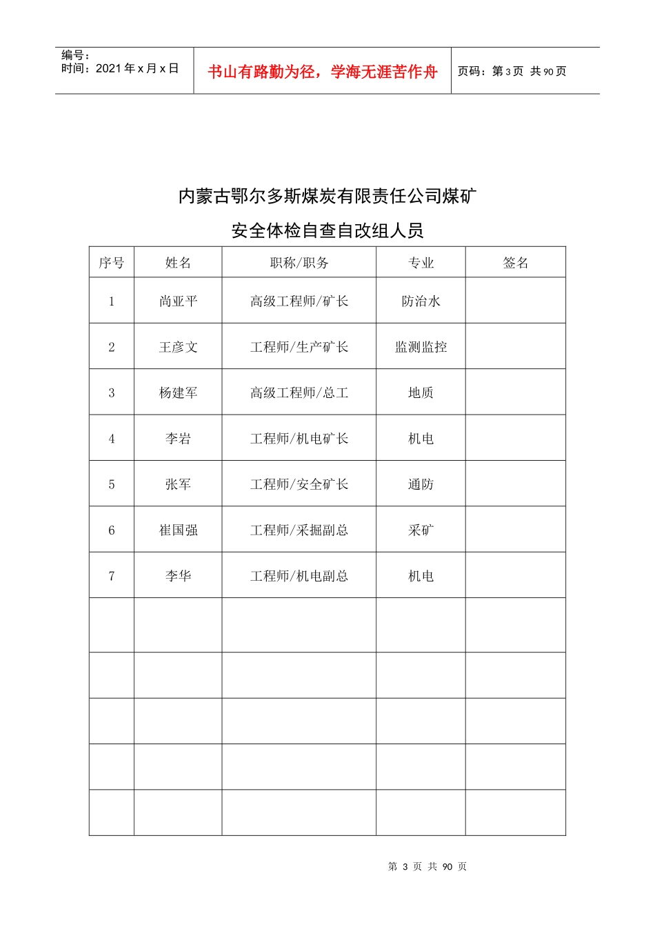 内蒙古鄂尔多斯煤炭有限责任公司煤矿安全“体检”自检报告(最终版)201745_第3页