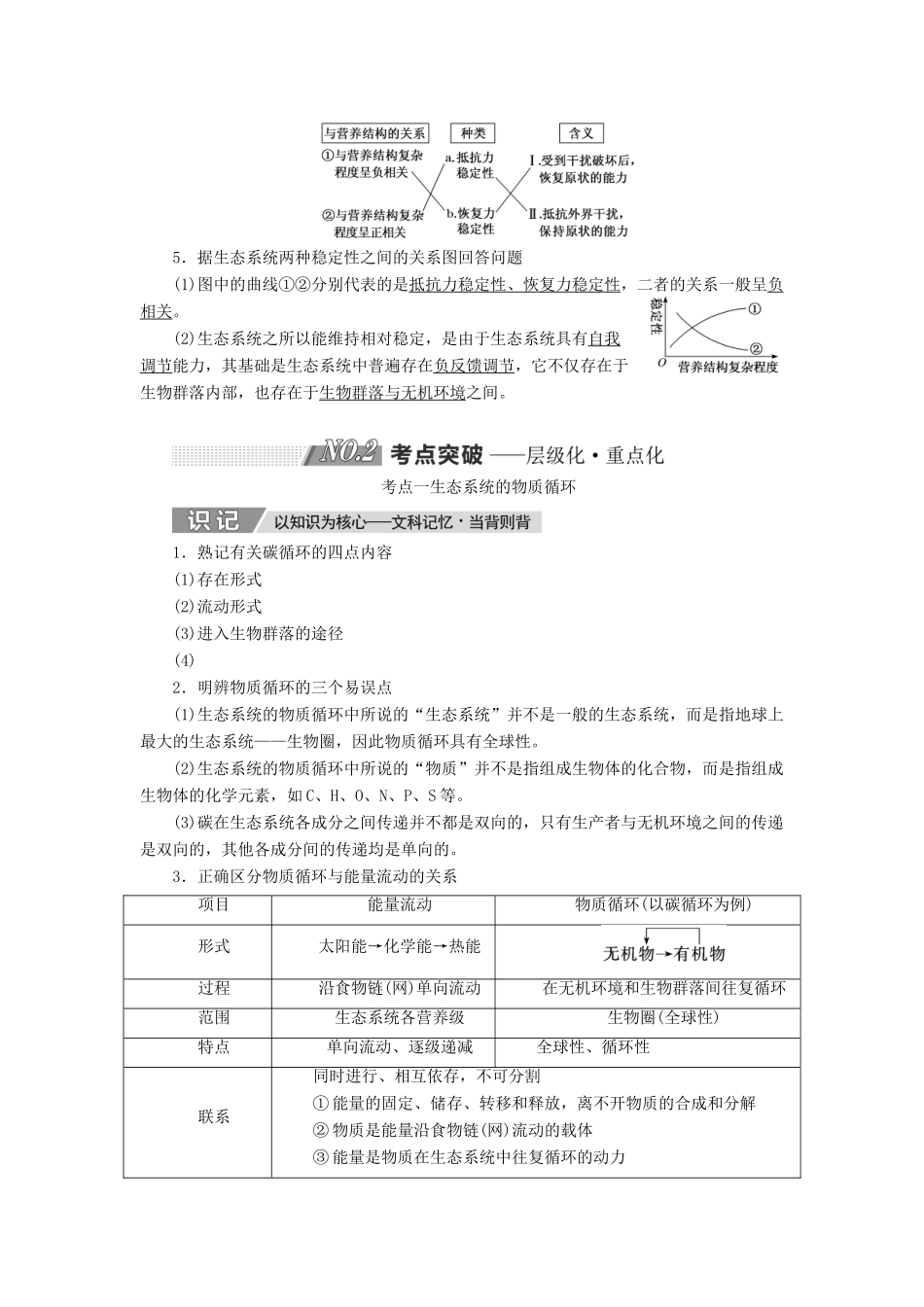 高考生物一轮复习 第十一单元 生态系统与环境保护 第二讲 生态系统的物质循环、信息传递与稳定性精选教案-人教版高三全册生物教案_第3页