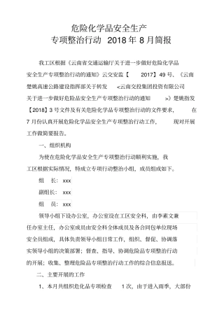 危化品专项整治行动简报