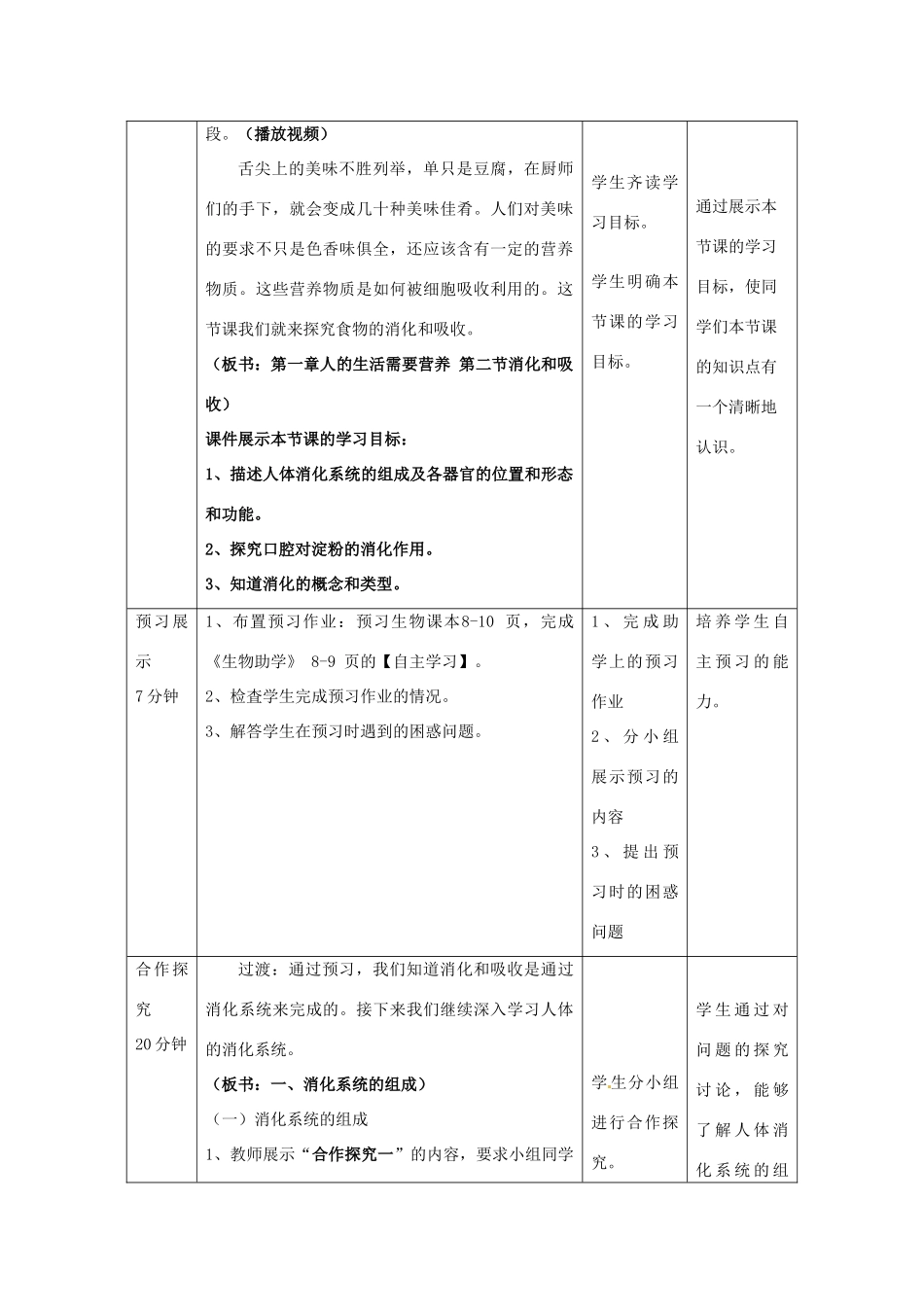 七年级生物下册 第3单元 第1章 第2节 消化和吸收（第1课时）教案2 （新版）济南版_第2页
