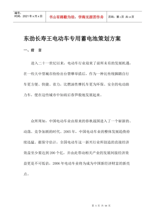 东劲长寿王电动车专用蓄电池策划方案