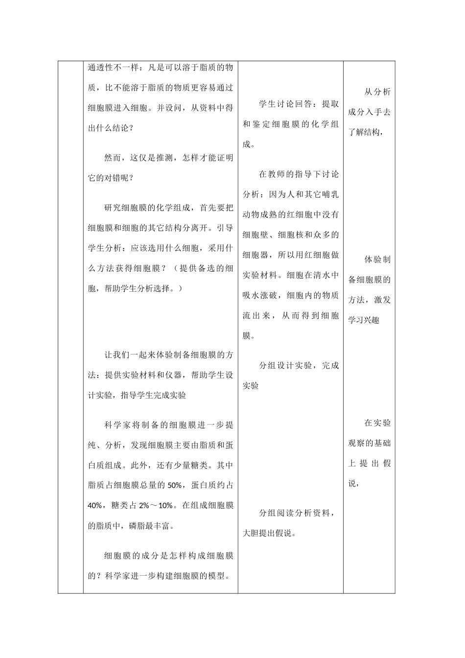 高中生物：3.1 细胞膜 教案（11）沪科版_第3页