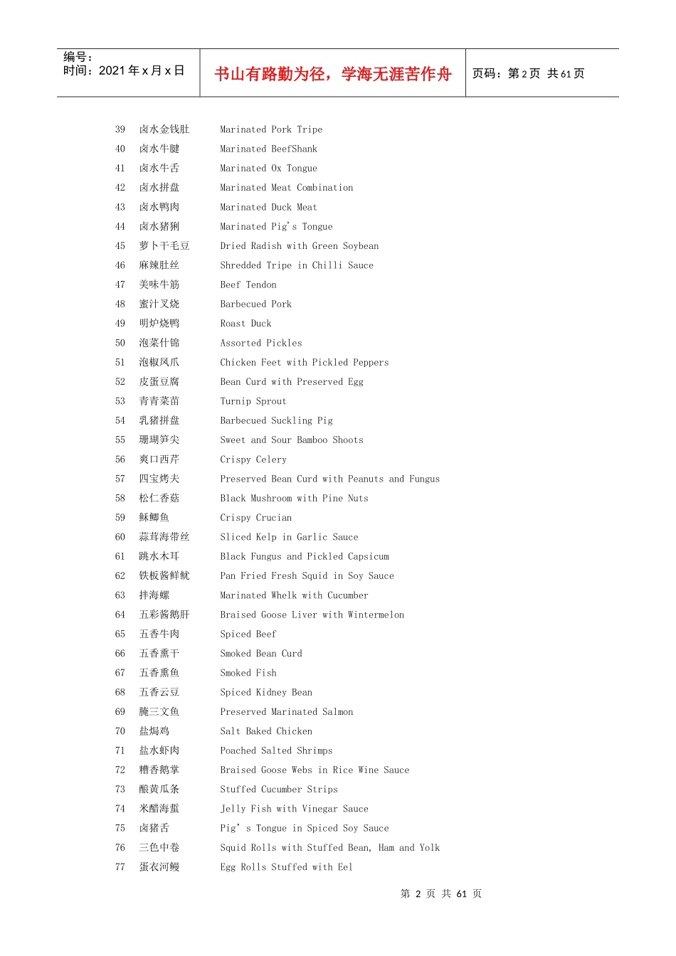 北京市餐饮业菜单英文译法12207655_第2页