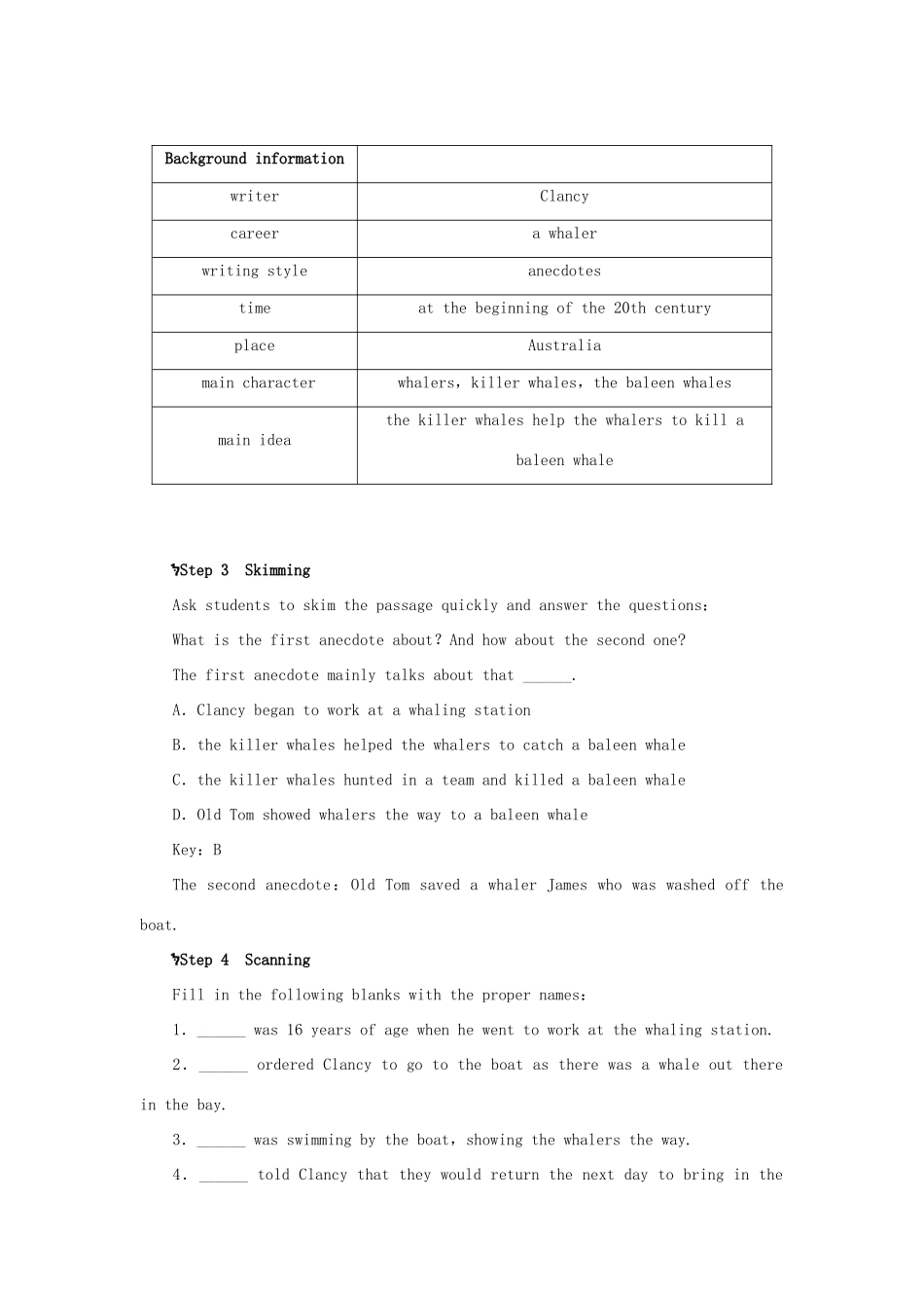 高中英语 (一){Unit3 Under the sea Period 2优秀教案 新人教版选修7_第2页