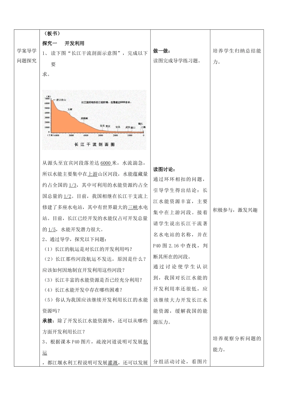 山东省枣庄市峄城区吴林街道中学八年级地理上册《2.5 长江（第二课时）》教案 新人教版_第2页