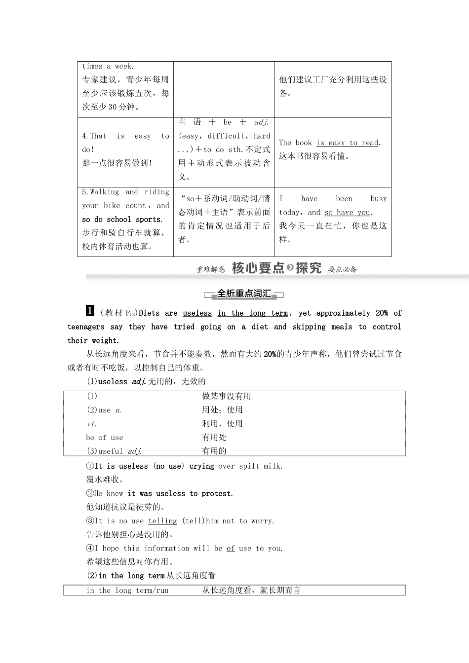 高中英语 Unit 3 Looking good，feeling good Section Ⅵ Language points（Ⅲ）（Project）（教师用书）教案 牛津译林版必修1-牛津版高一必修1英语教案_第3页