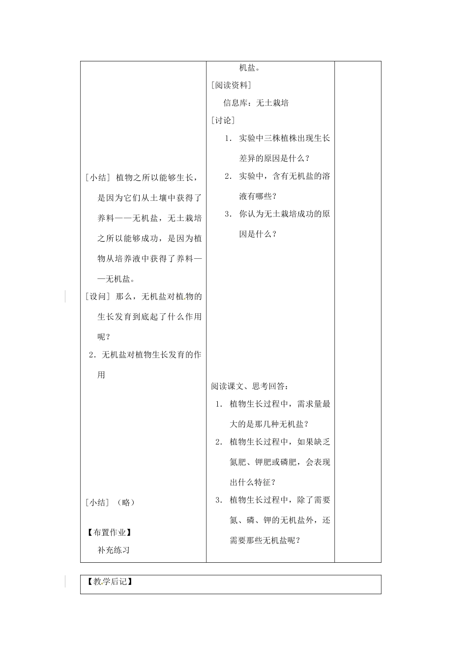 七年级生物上册 3.4.2 绿色植物的生长需要水和无机盐教案 （新版）苏科版-（新版）苏科版初中七年级上册生物教案_第2页