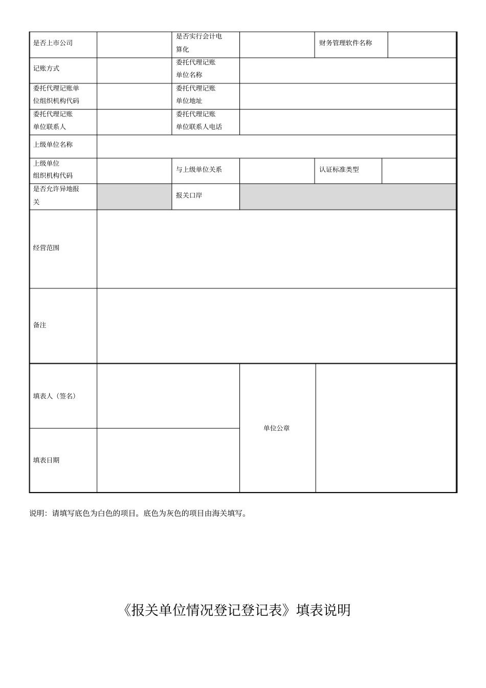 报关单位情况登记表及填表说明_第2页