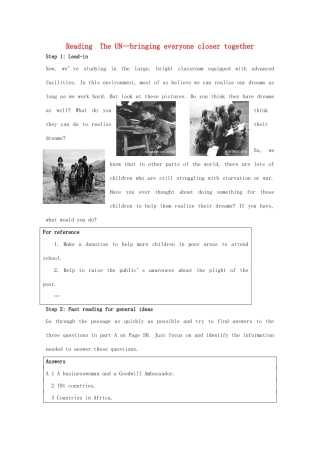 高中英语 Unit 4《helping people around the world-reading》教案1 牛津译林版选修6