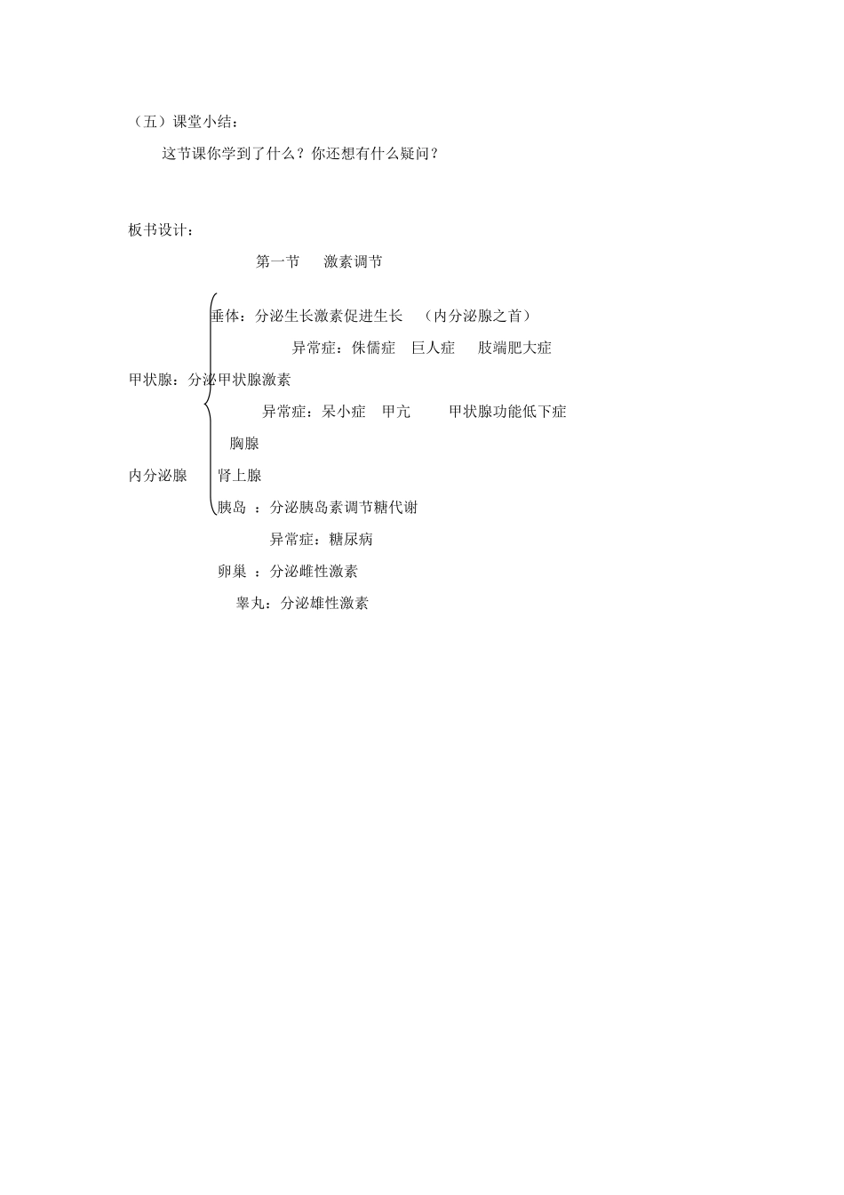 七年级生物下册《12.1 激素调节》教案2 苏教版_第3页