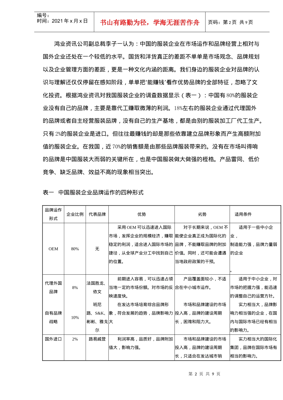 中国服装品牌生命只有1.5年—从纺织品出口困境看中国品牌战略的缺失(doc9)(1)_第2页