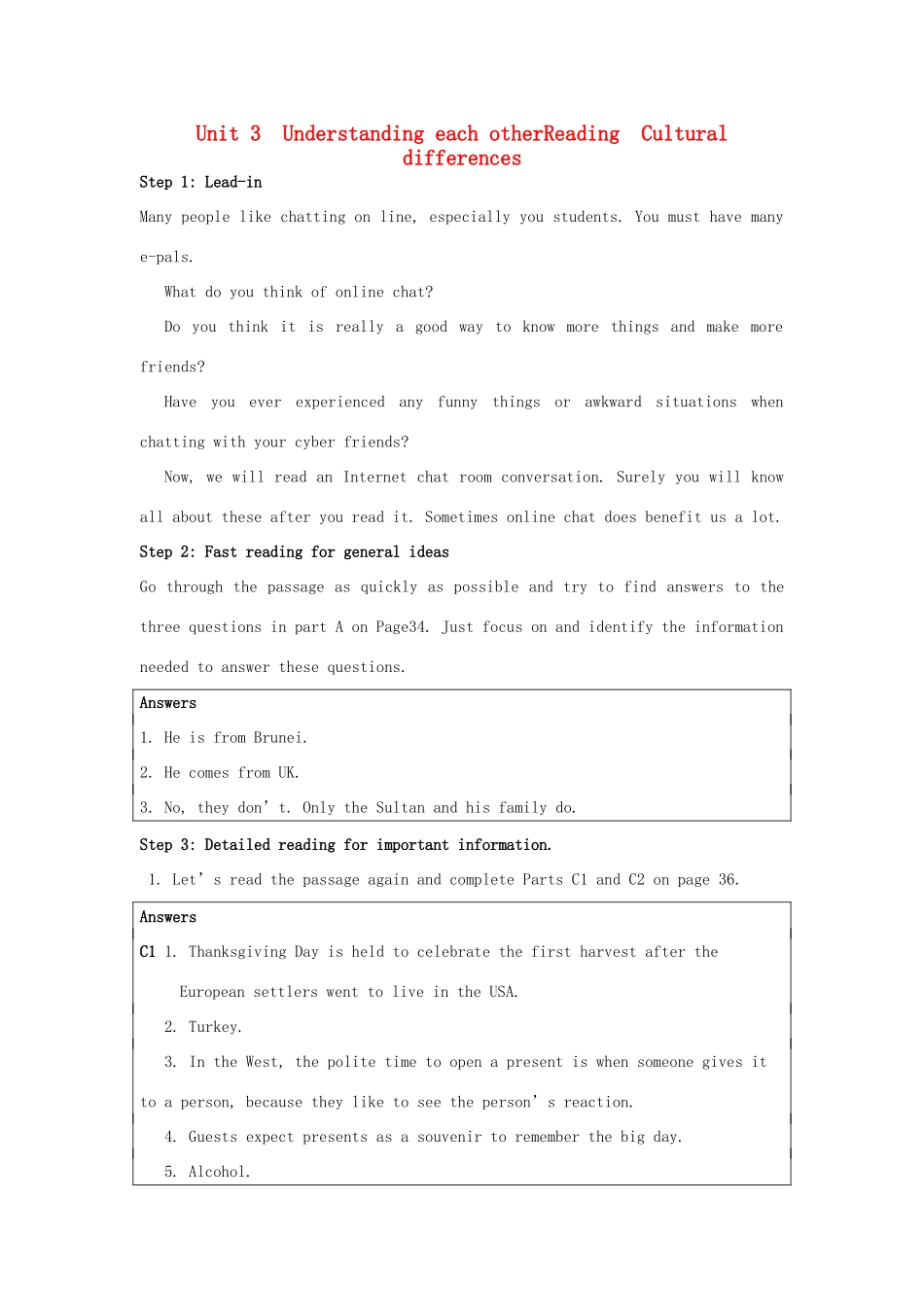 高中英语 Unit 3《Understanding each other-Reading》教案2 牛津译林版选修6_第1页