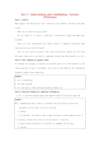 高中英语 Unit 3《Understanding each other-Reading》教案2 牛津译林版选修6