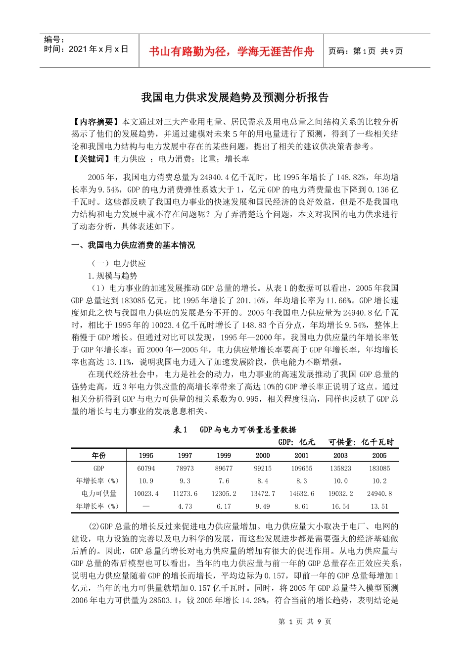 中国电力供求分析报告_第1页