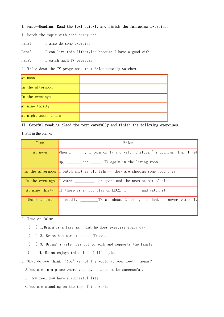 福建省北京师范大学泉州附属中学高一英语《Unit1 Lesson1 A Perfect Day （1）》教案 北师大版_第2页