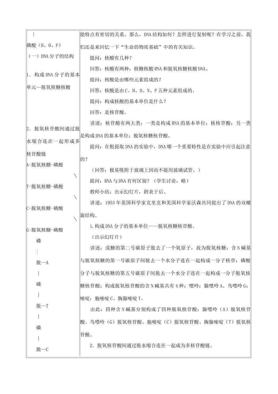 高中生物DNA分子的结构教案 新课标 人教版 必修2_第2页