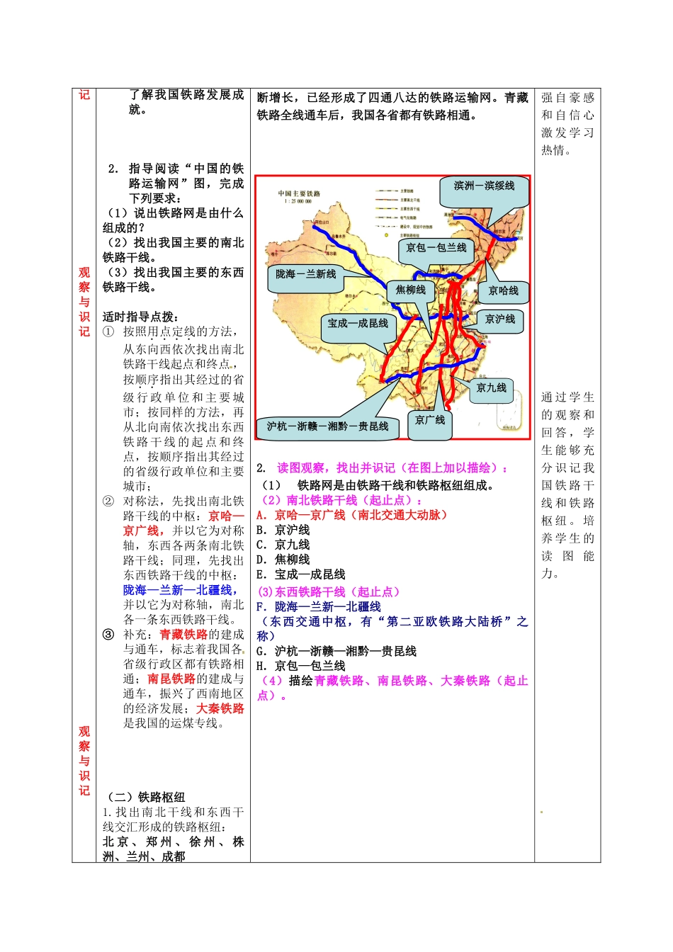 山东省枣庄第四十二中学八年级地理上册《交通运输网》教案 新人教版_第3页