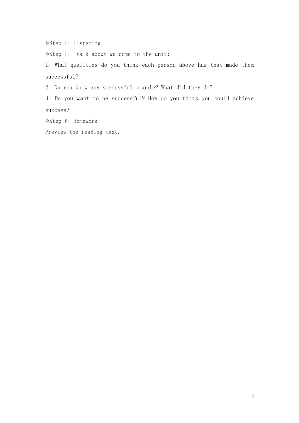 高中英语 Unit 3《The secret of success》Welcome to the unit教案1 译林版选修11_第2页