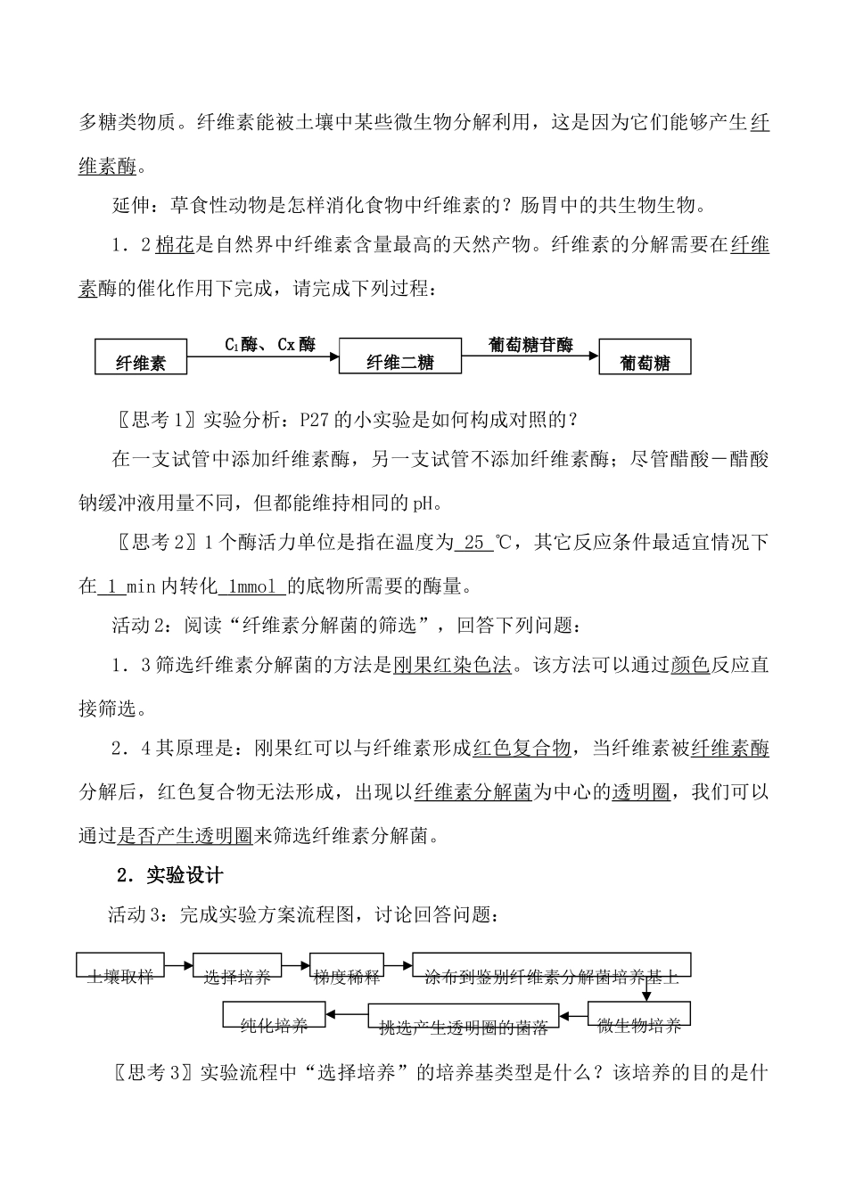 高中生物人教版选修1分解纤维素的微生物的分离_第2页