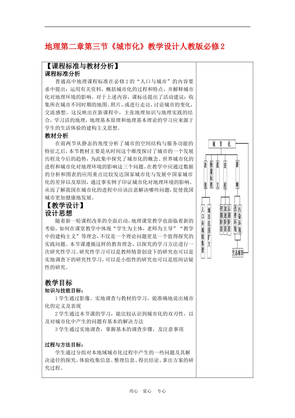 高中地理2.3　城市化教学设计1人教版必修2_第1页