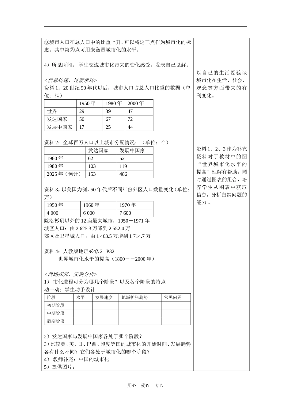 高中地理2.3　城市化教学设计1人教版必修2_第3页