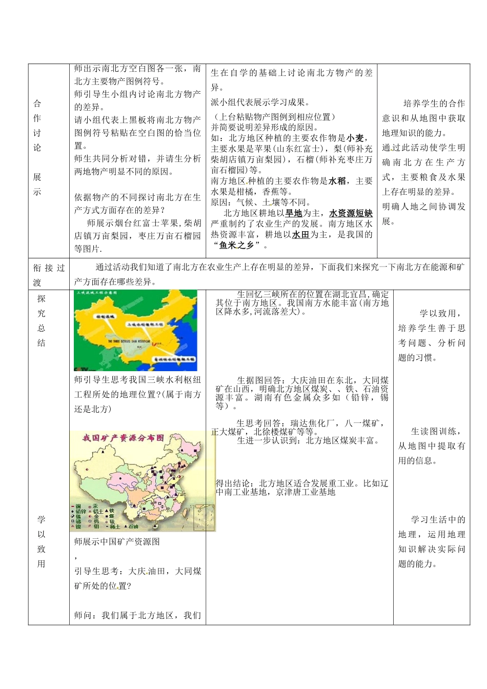山东省滕州市大坞镇大坞中学八年级地理下册 第五单元 第2课《南方和北方地区》教案 新人教版_第2页