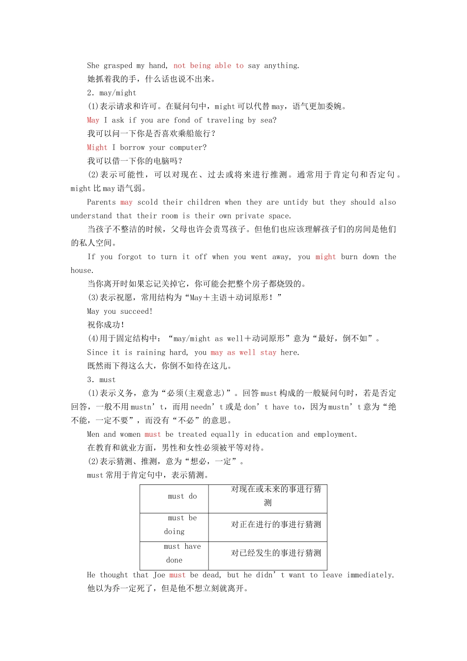 高考英语一轮复习 精细化学通语法 第九讲 情态动词与虚拟语气讲义-人教版高三全册英语教案_第2页