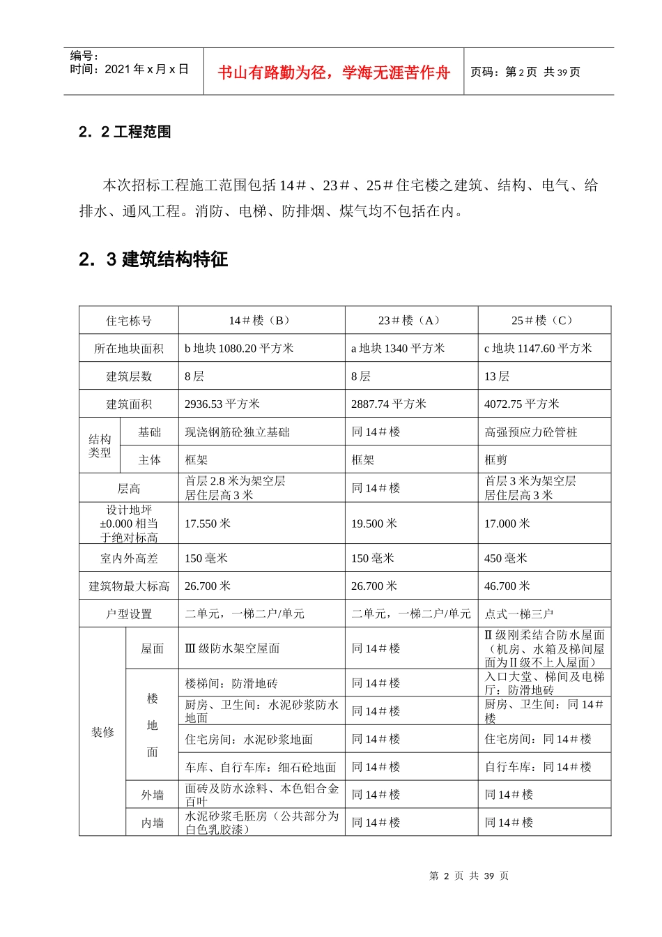 东深供水局14＃、23＃、25＃职工住宅楼工程(1)_第2页