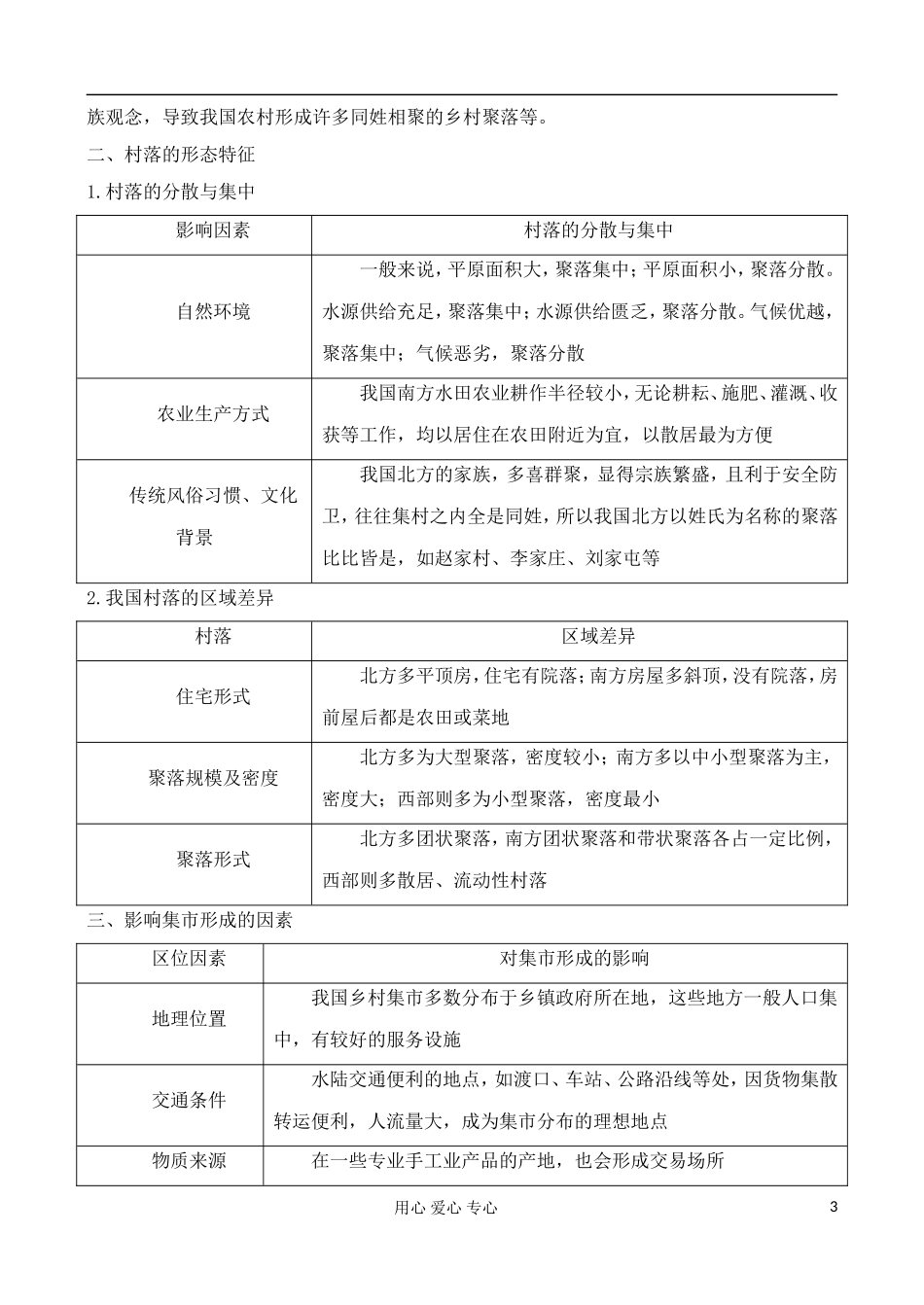 高中地理 1.1 乡村聚落的形成与发展教案 中图版选修4_第3页