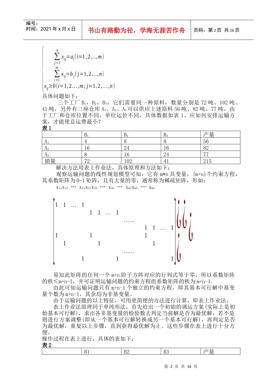 《运筹学》- 运输问题课程设计报告_第2页