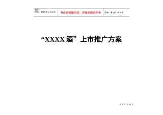“XXX酒”上市推广方案