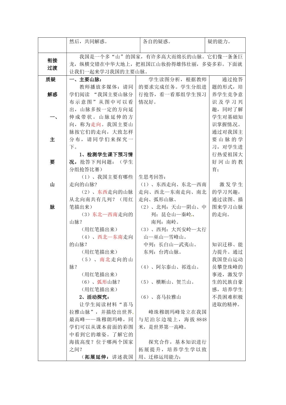 山东省枣庄市峄城区吴林街道中学八年级地理上册 2-2 地形分布教案 商务星球版_第2页