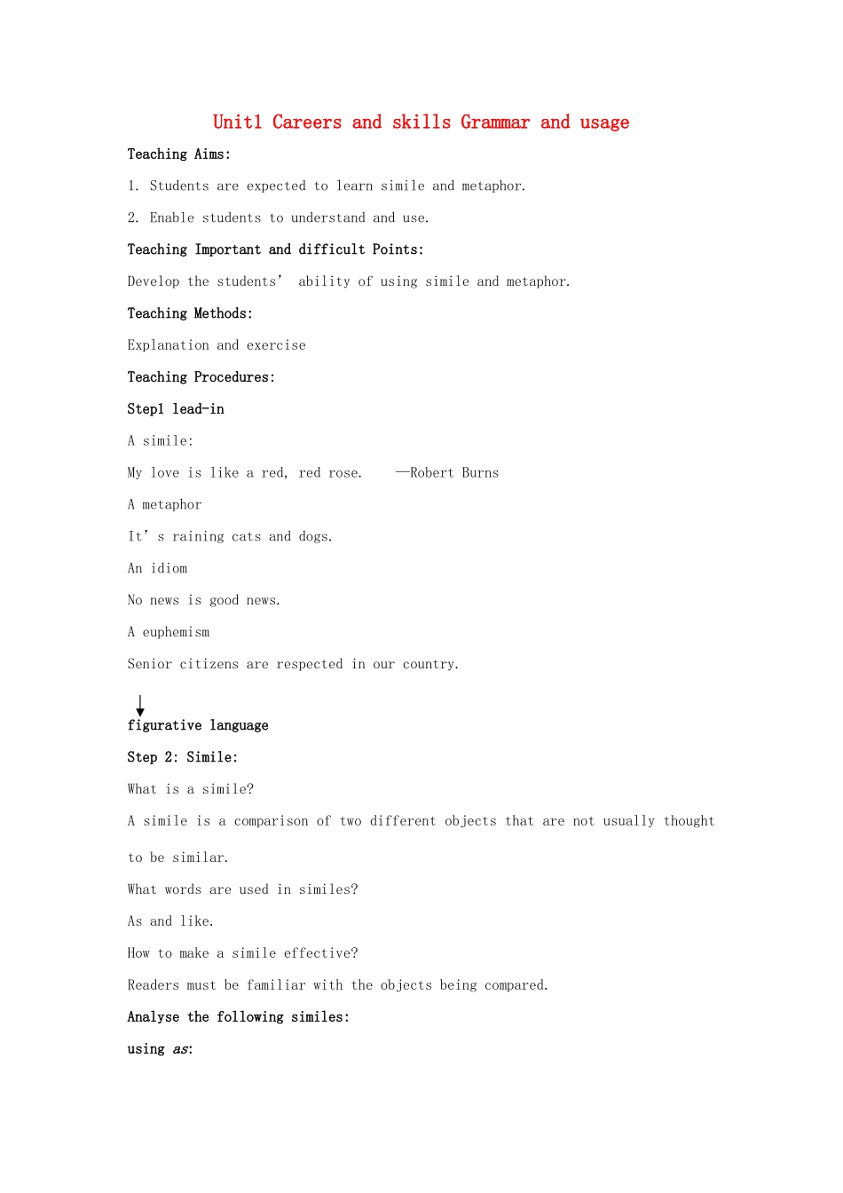 高中英语 Unit1 Careers and skills Grammarand usage教案 牛津译林版选修11-牛津版高三选修11英语教案_第1页